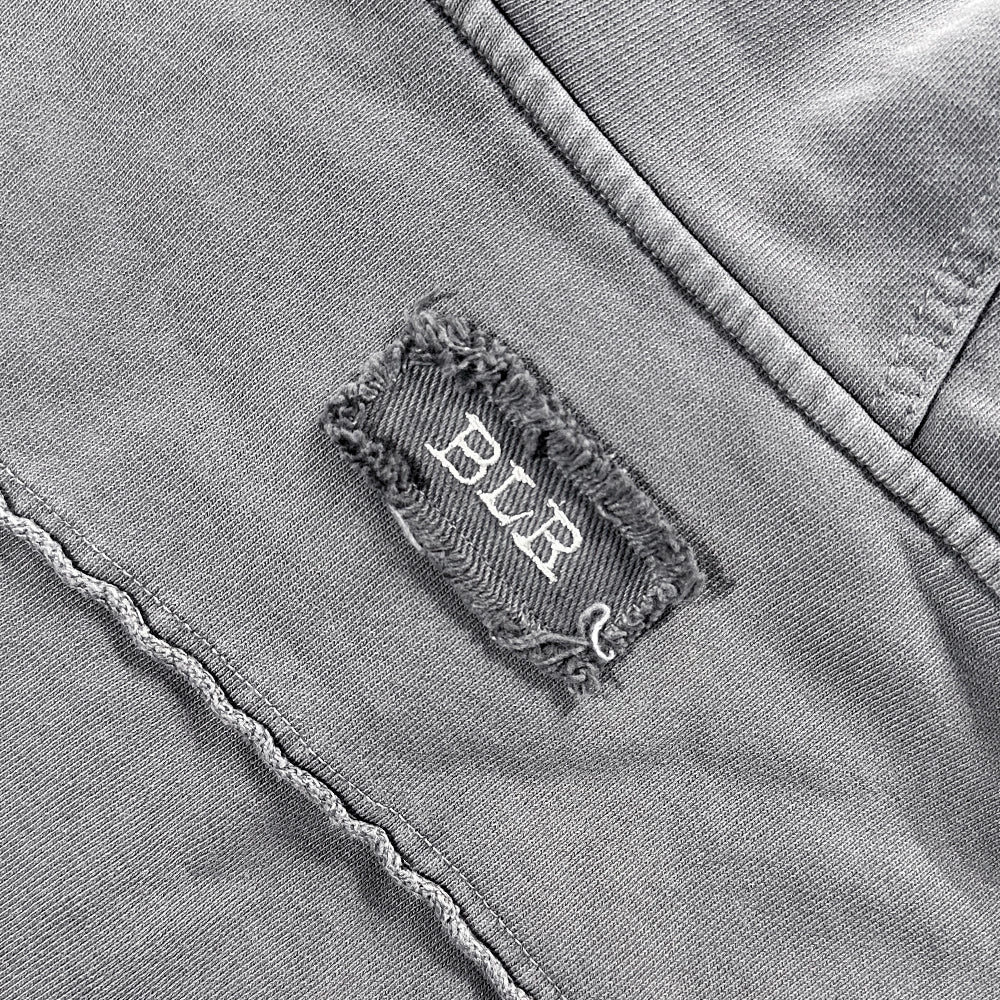 Bleached Curved Incision Zip Hoodie