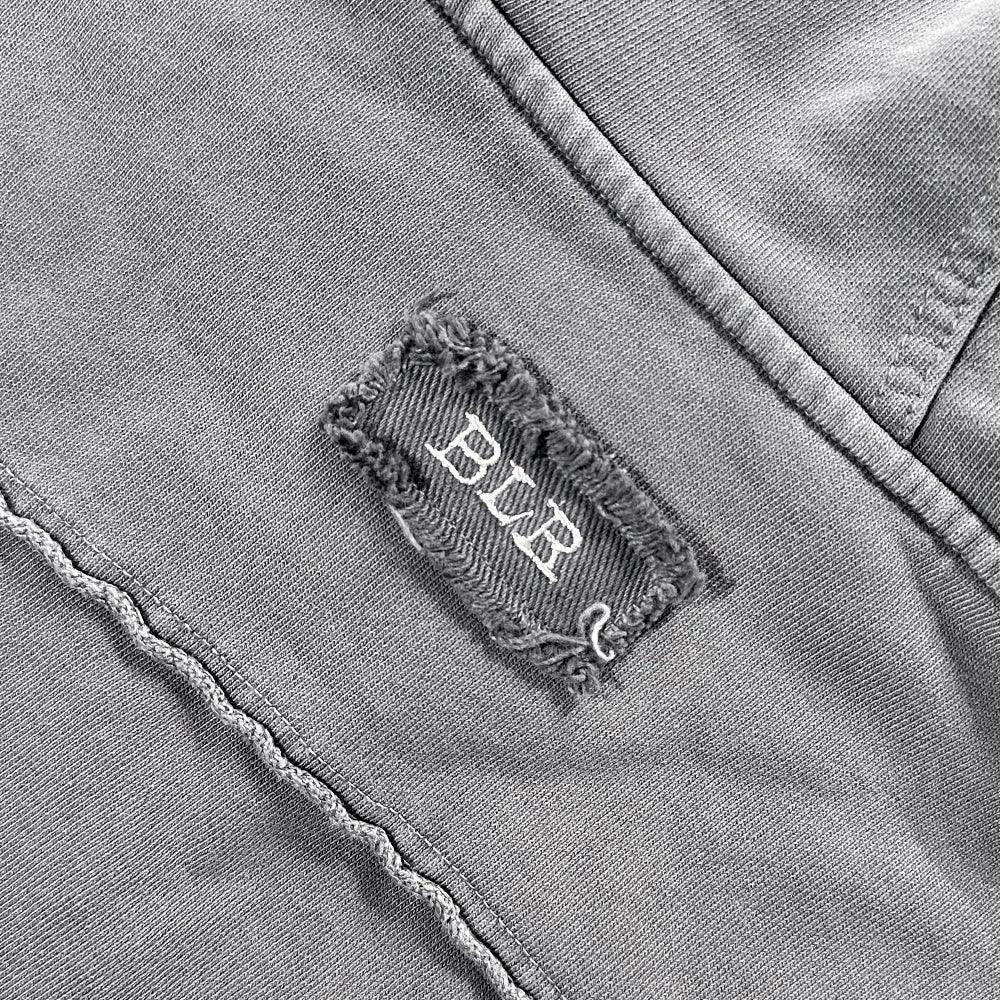 Bleached Curved Incision Zip Hoodie - BLR BLUER - VENTURER