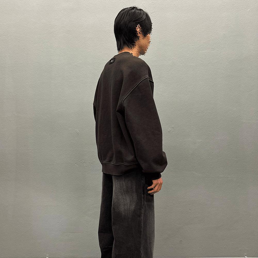 Overfit Raw Cutted Line Sweatshirt - BLR BLUER - VENTURER