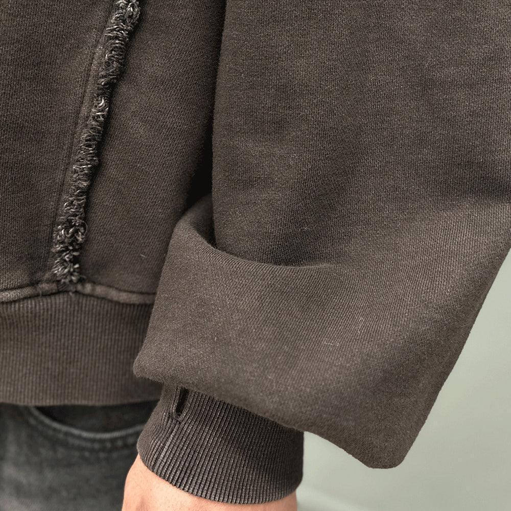 Overfit Raw Cutted Line Sweatshirt - BLR BLUER - VENTURER