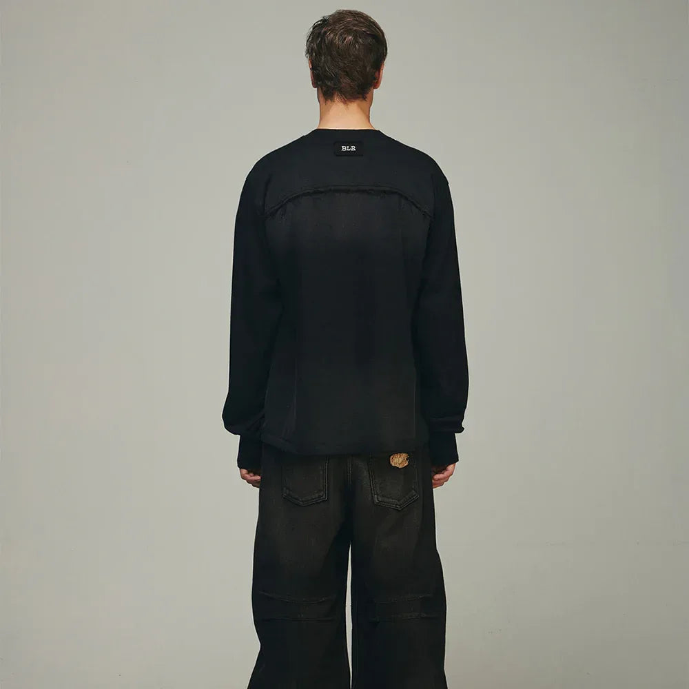 Destroyed Back Gradation Washing LS T-Shirt - BLR BLUER - VENTURER