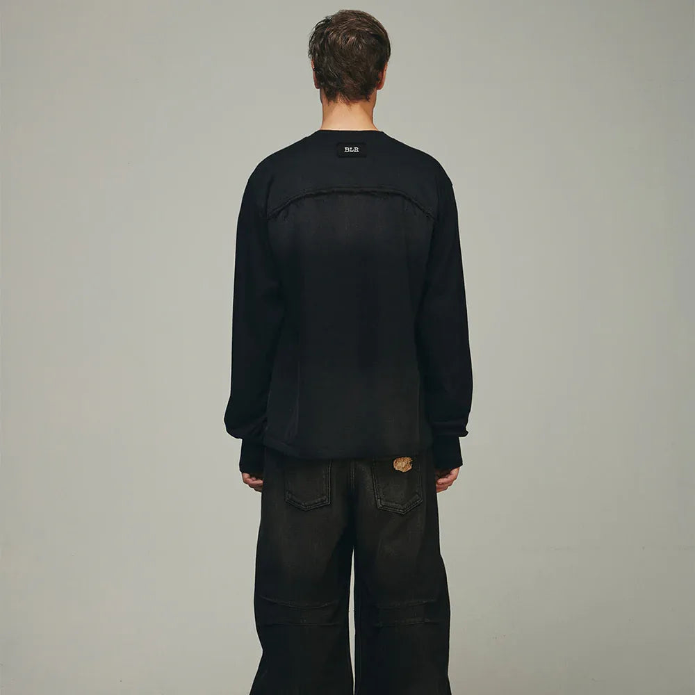 Destroyed Back Gradation Washing LS T-Shirt - BLR BLUER - VENTURER