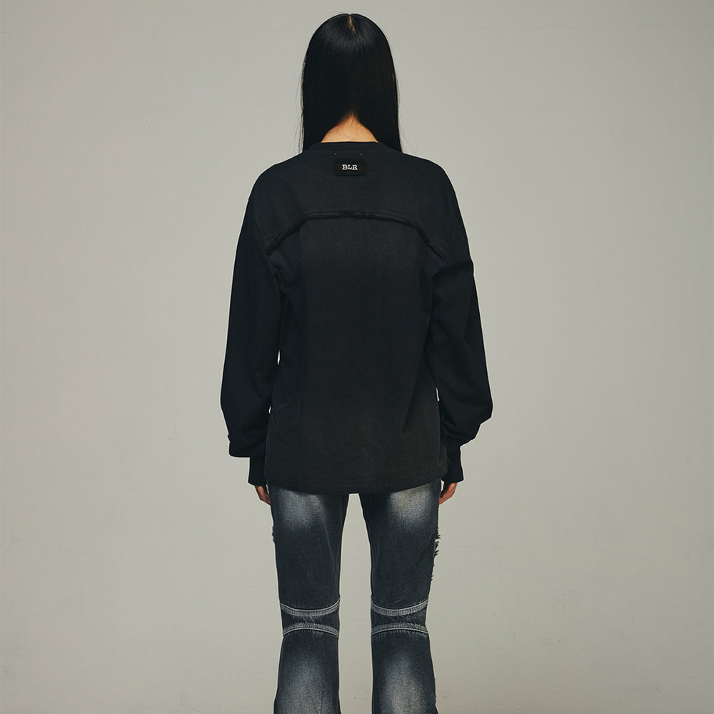 Destroyed Back Gradation Washing LS T-Shirt