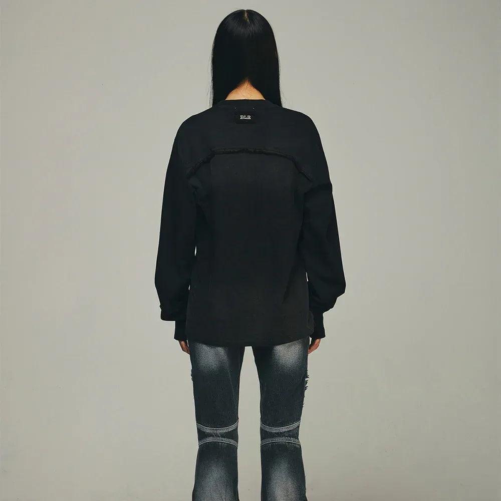 Destroyed Back Gradation Washing LS T-Shirt - BLR BLUER - VENTURER