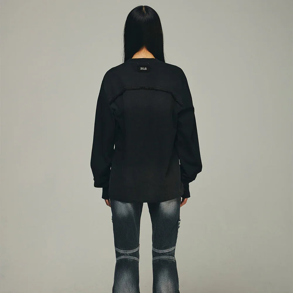 Destroyed Back Gradation Washing LS T-Shirt - BLR BLUER - VENTURER