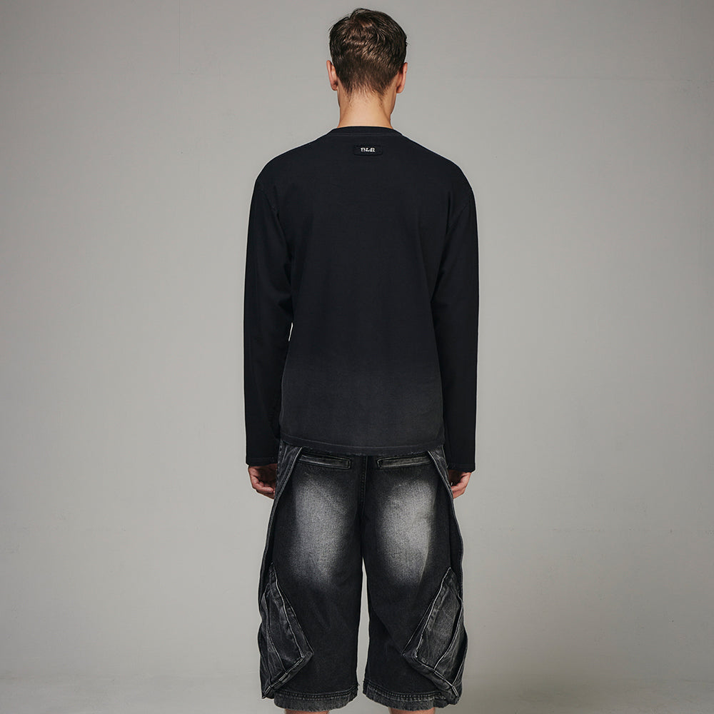 Rain Destroyed Gradation Bleached LS T-Shirt
