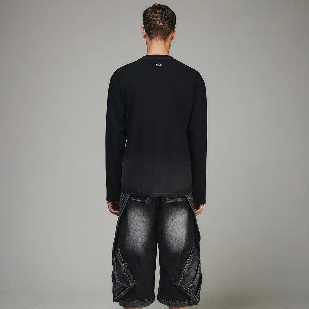 Rain Destroyed Gradation Bleached LS T-Shirt - BLR BLUER - VENTURER