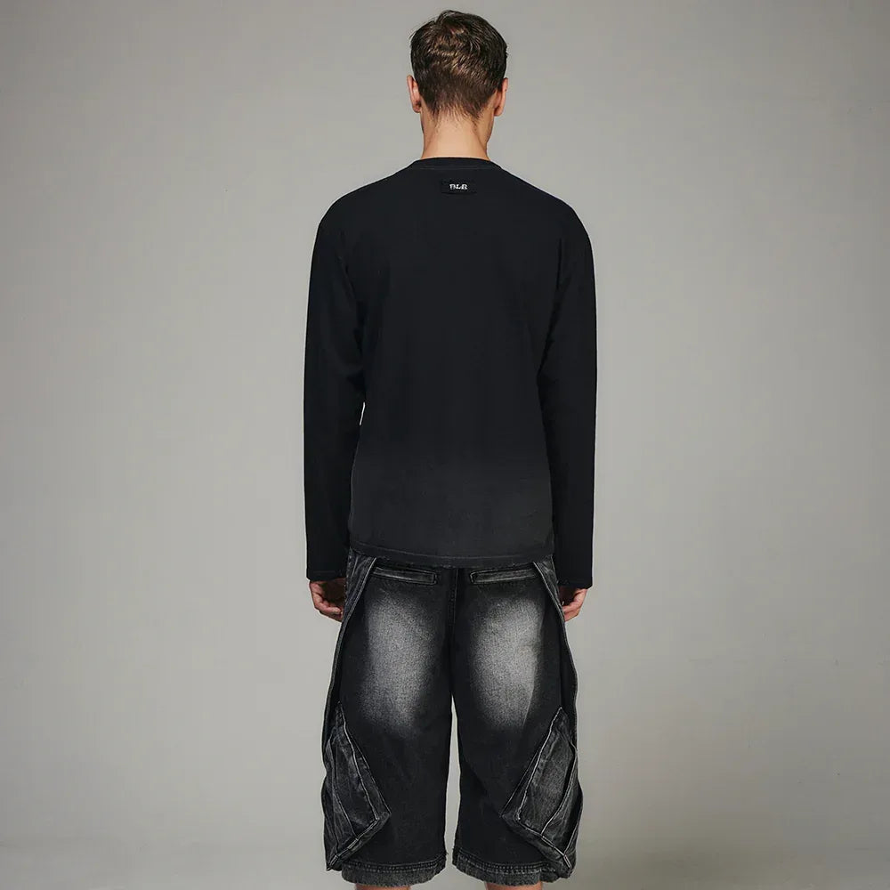 Rain Destroyed Gradation Bleached LS T-Shirt - BLR BLUER - VENTURER