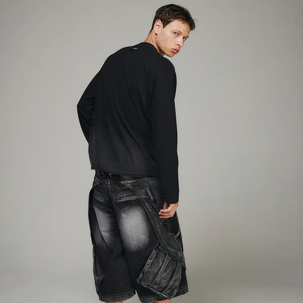 Rain Destroyed Gradation Bleached LS T-Shirt - BLR BLUER - VENTURER