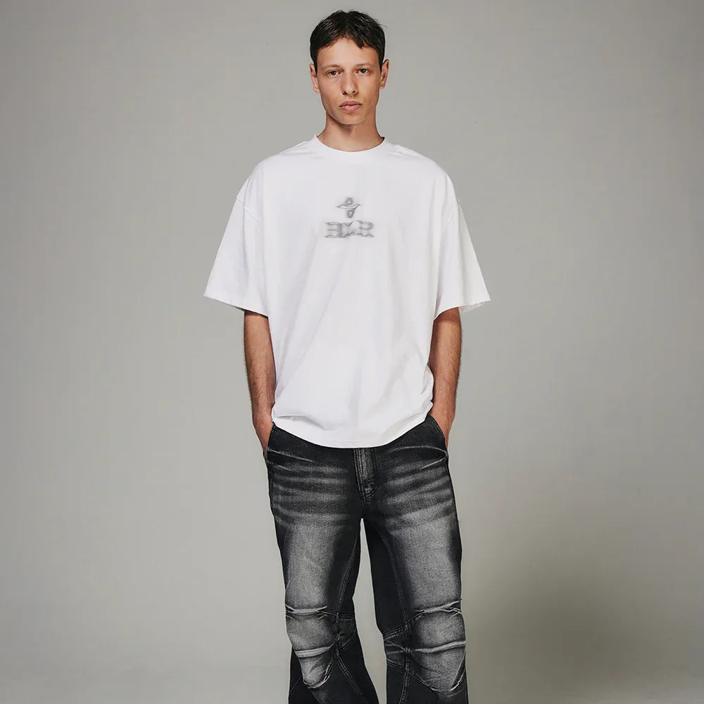Blurred Logo Printed T-Shirt - BLR BLUER - VENTURER