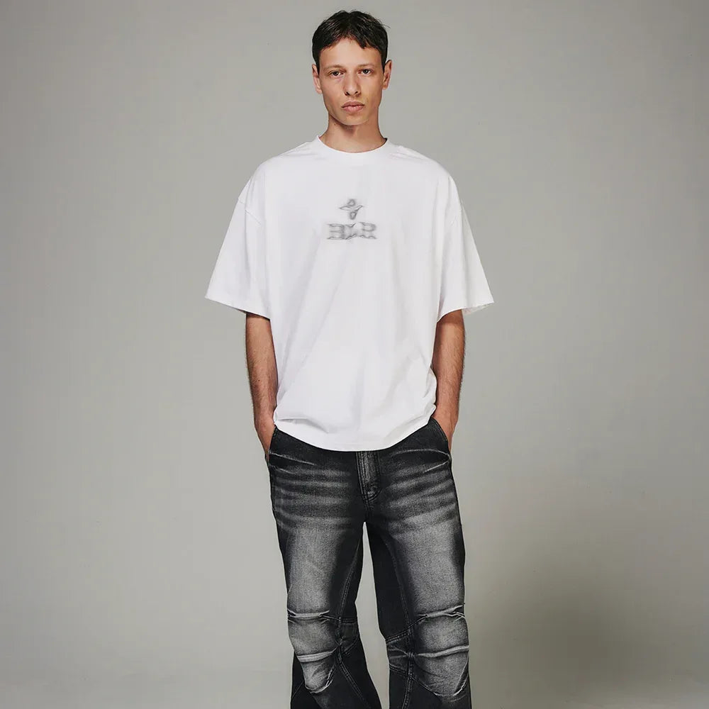 Blurred Logo Printed T-Shirt - BLR BLUER - VENTURER