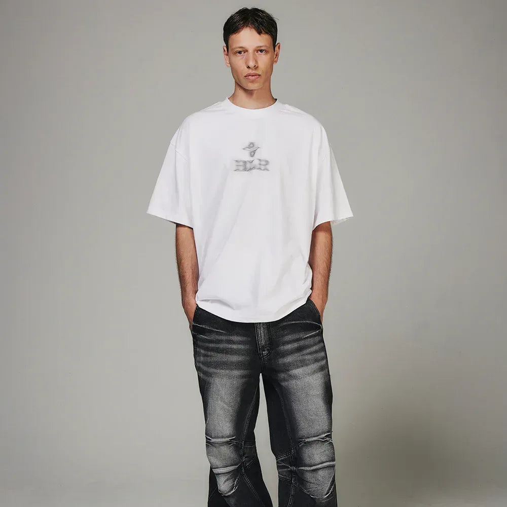 Blurred Logo Printed T-Shirt - BLR BLUER - VENTURER