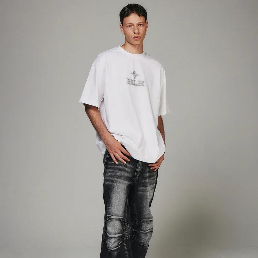 Blurred Logo Printed T-Shirt - BLR BLUER - VENTURER