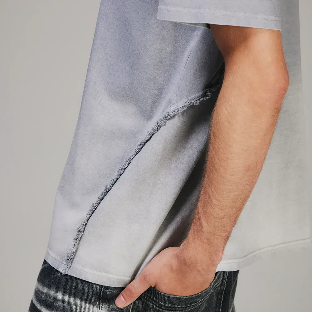 Destroyed Gradation Bleached T-Shirt - BLR BLUER - VENTURER