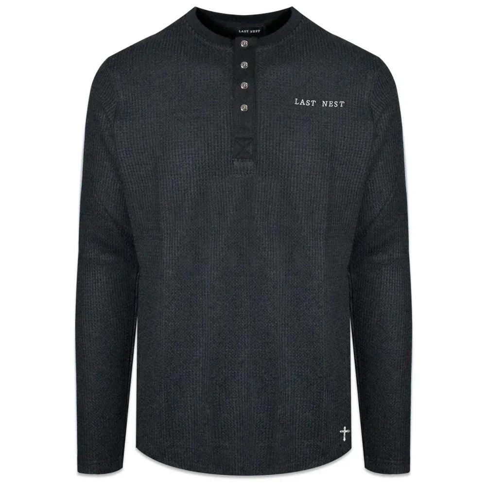 LAST NEST(ラストネスト)商品ページ - Logo Emb Henry Neck - Black 