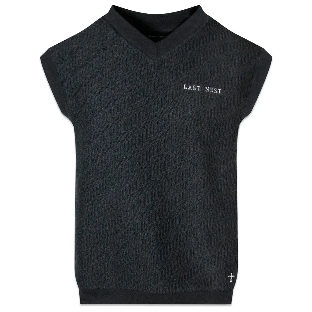 LAST NEST(ラストネスト)商品ページ - Logo Emb Knit Vest - Black