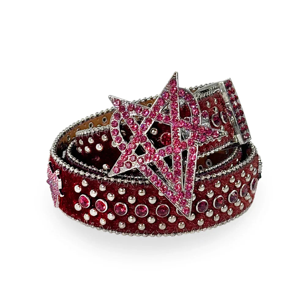whathappenedtogod Product Page - Ovd Studded Belt - Blood-Red
