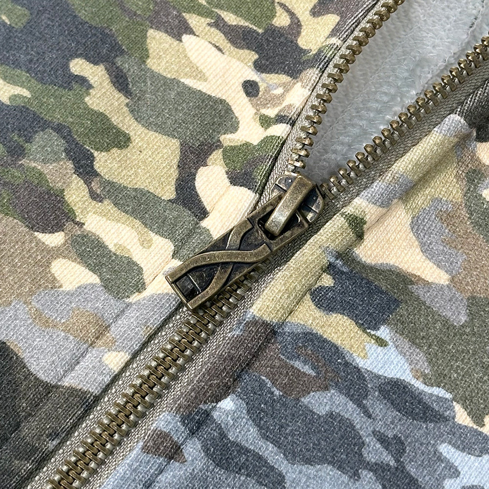 Mixed Camo Zip-Up Hoodie