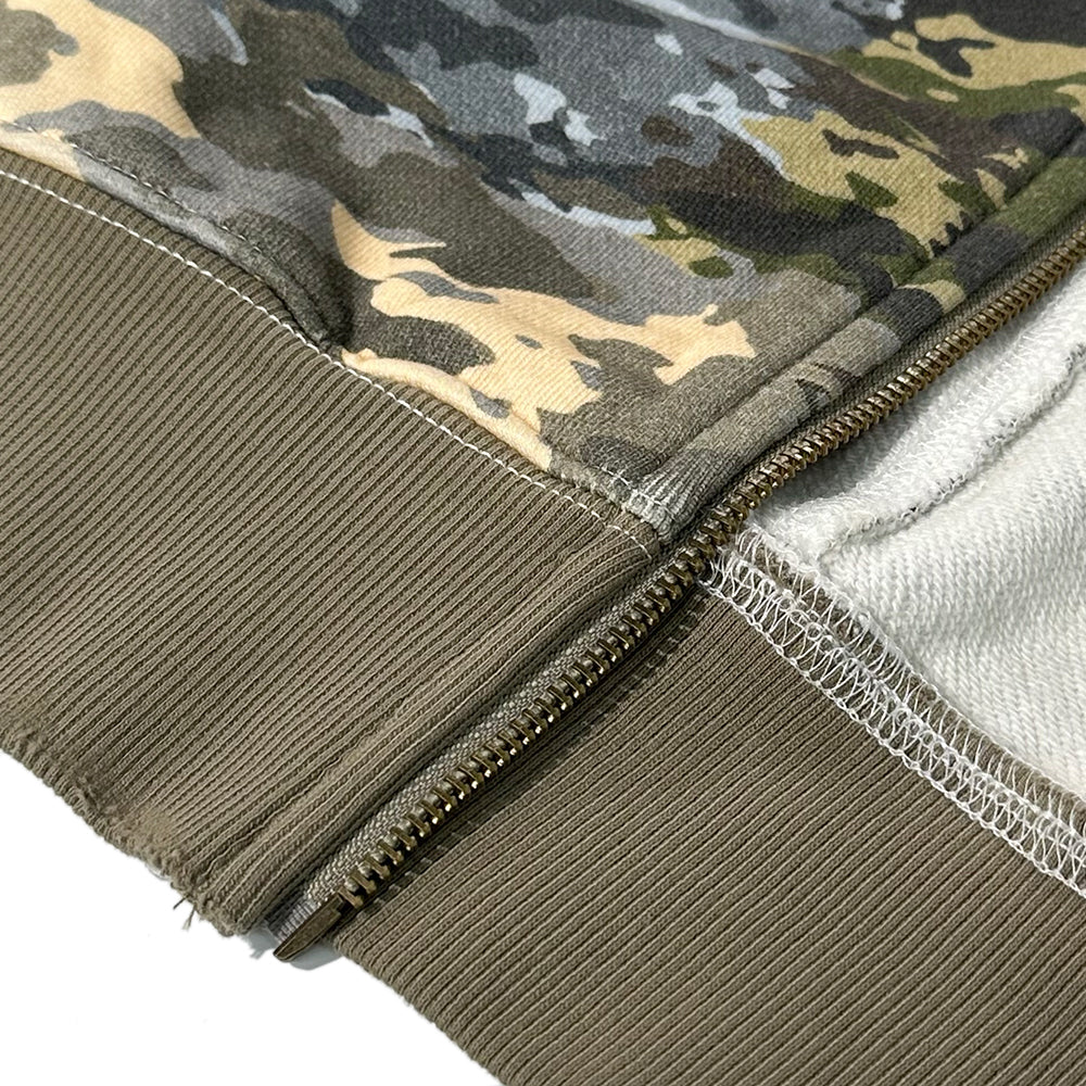 Mixed Camo Zip-Up Hoodie