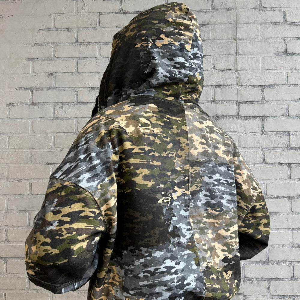 Mixed Camo Zip-Up Hoodie