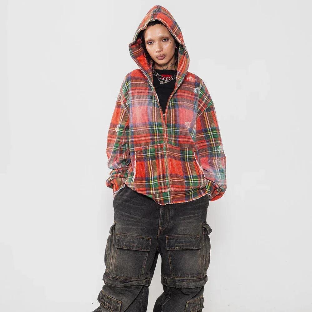 Tartan Plaid Zip Up Hoodie - XWORE NYC - VENTURER