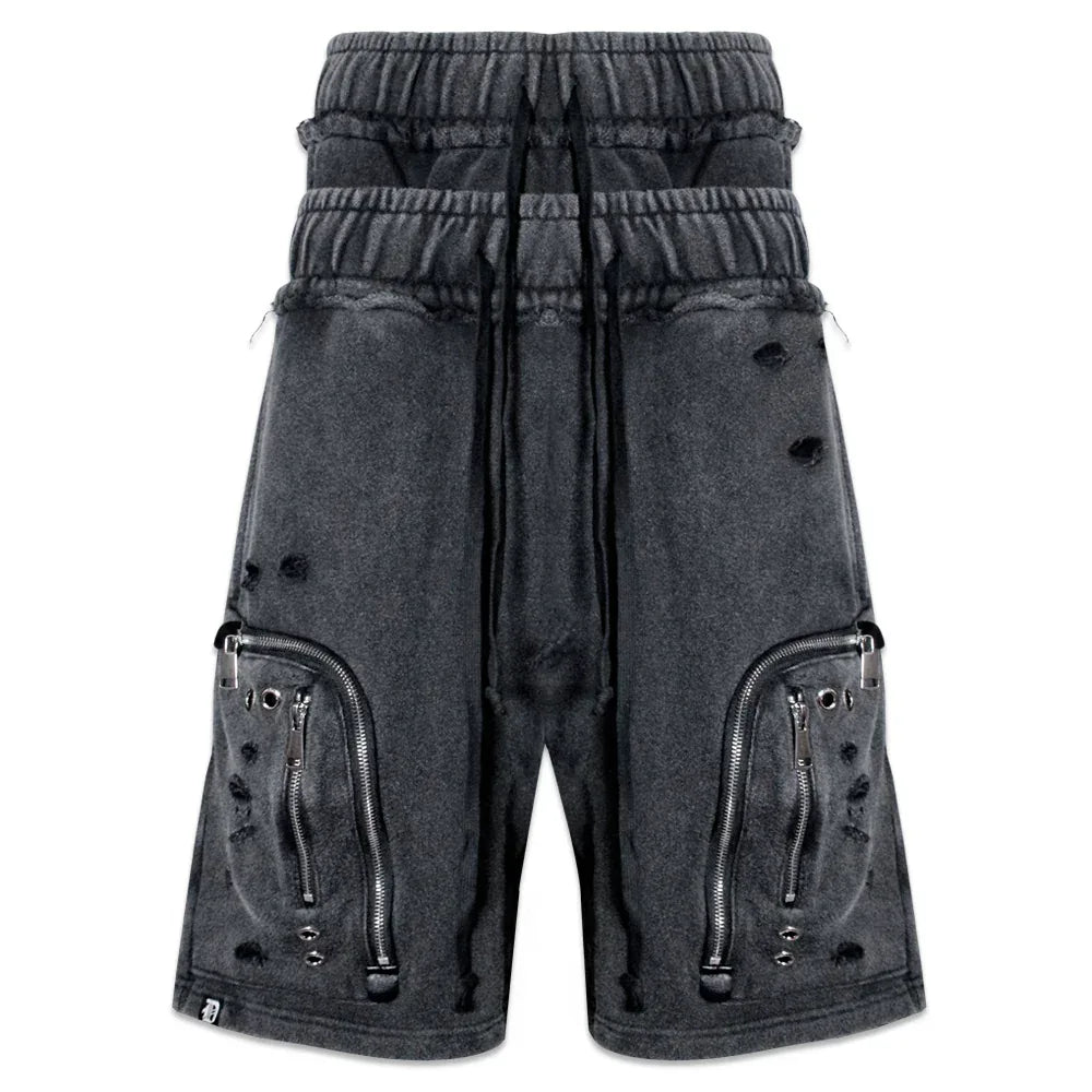 Distressed Zip Plus Shorts - DEMIK EXCLUSIVES - VENTURER