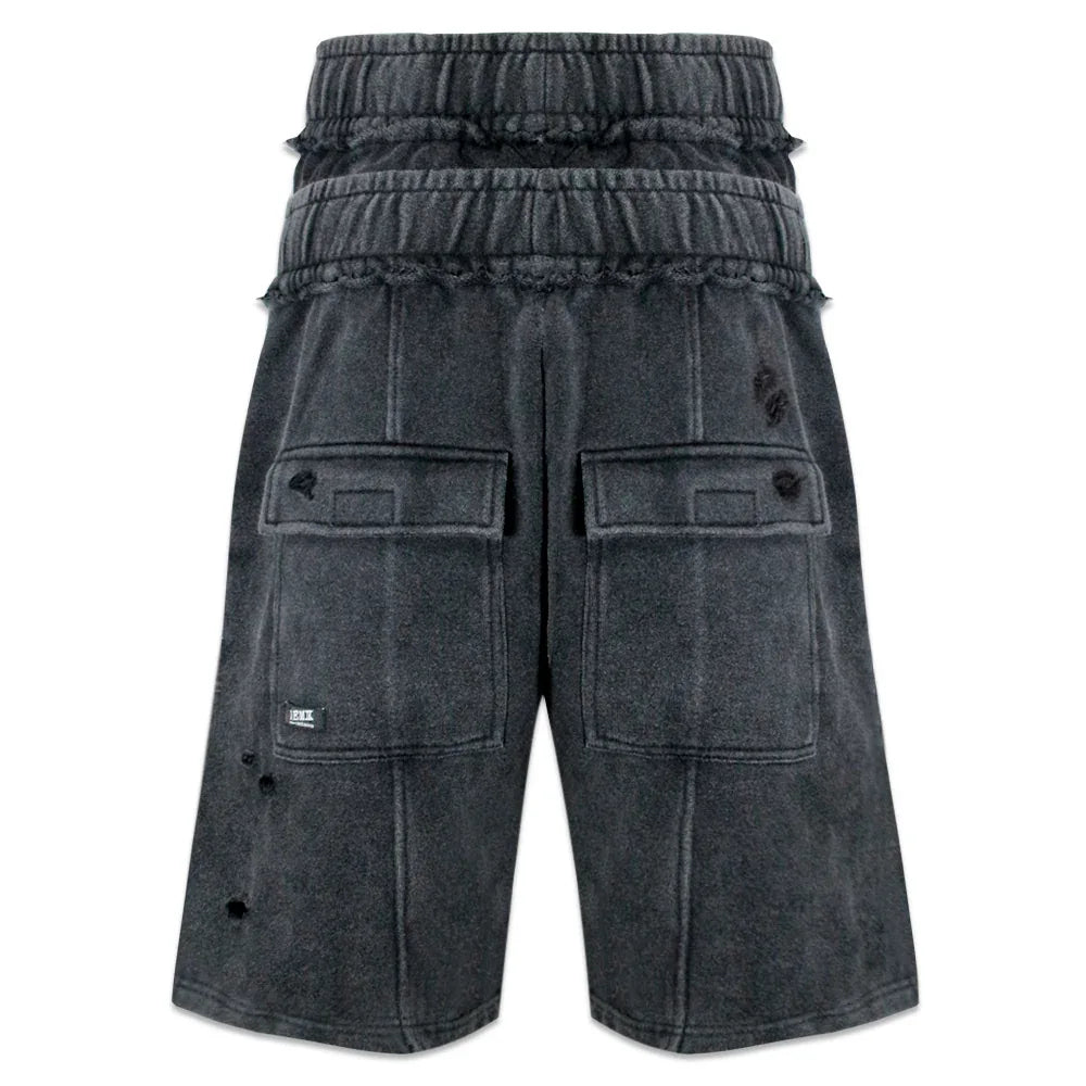 Distressed Zip Plus Shorts - DEMIK EXCLUSIVES - VENTURER