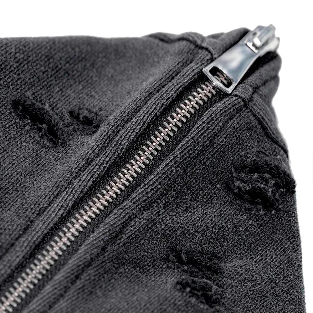 Distressed Triple Zip Hoodie - DEMIK EXCLUSIVES - VENTURER