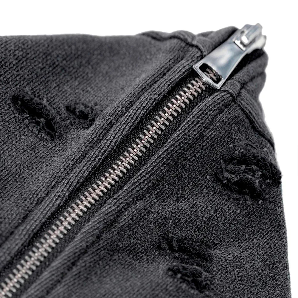 Distressed Triple Zip Hoodie - DEMIK EXCLUSIVES - VENTURER