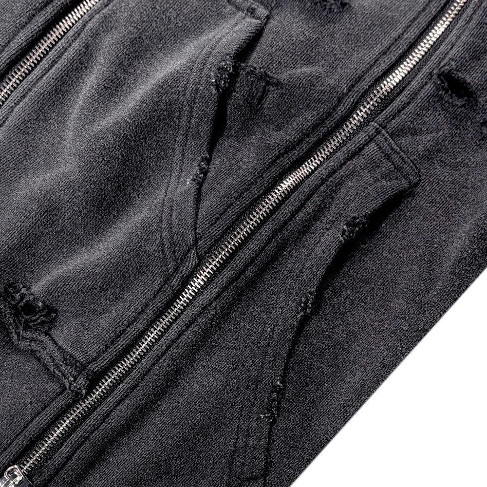 Distressed Triple Zip Hoodie - DEMIK EXCLUSIVES - VENTURER