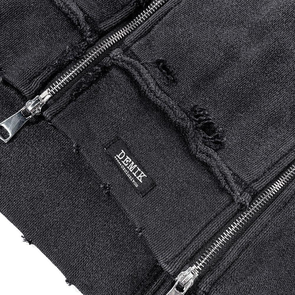 Distressed Triple Zip Hoodie - DEMIK EXCLUSIVES - VENTURER