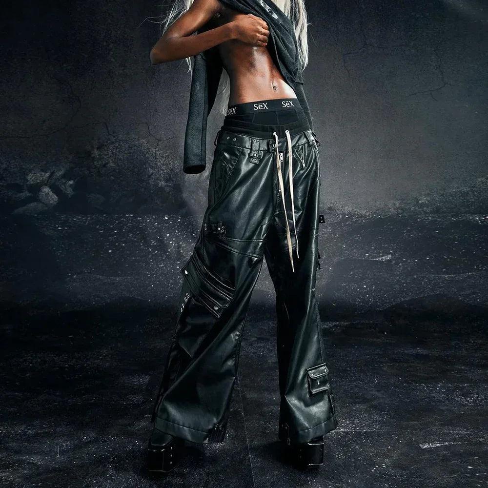 Ghidorah Chaos Leather Cargo Pants - COZY WORLDWIDE - VENTURER