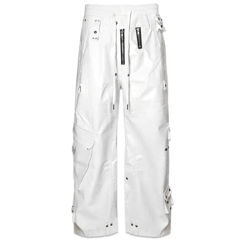 White Ghidorah Chaos Leather Cargo Pants - COZY WORLDWIDE - VENTURER