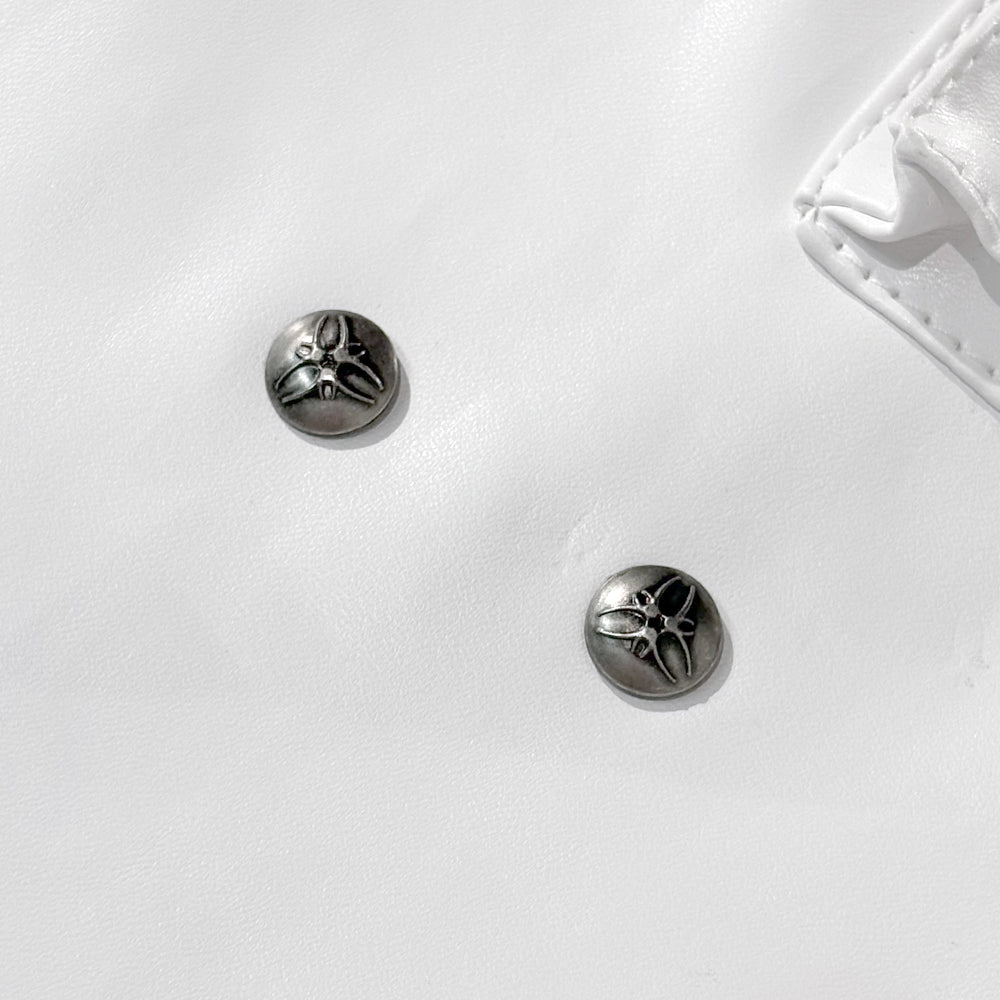 White Ghidorah Chaos Leather Cargo Pants