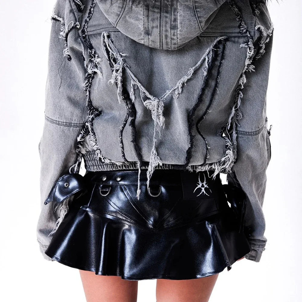 005 Chaos Dream Leather Skirt Pants - COZY WORLDWIDE - VENTURER