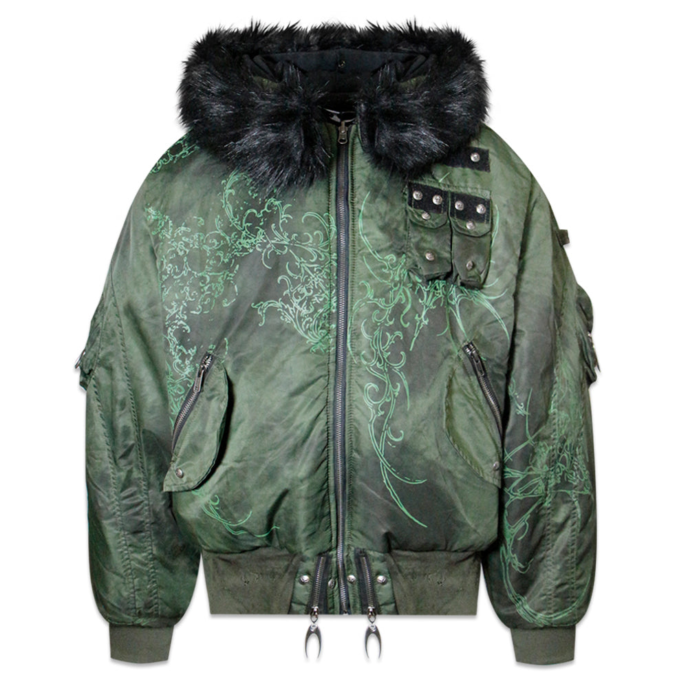 Cozy Chaos Olive Reversible Bomber Jacket