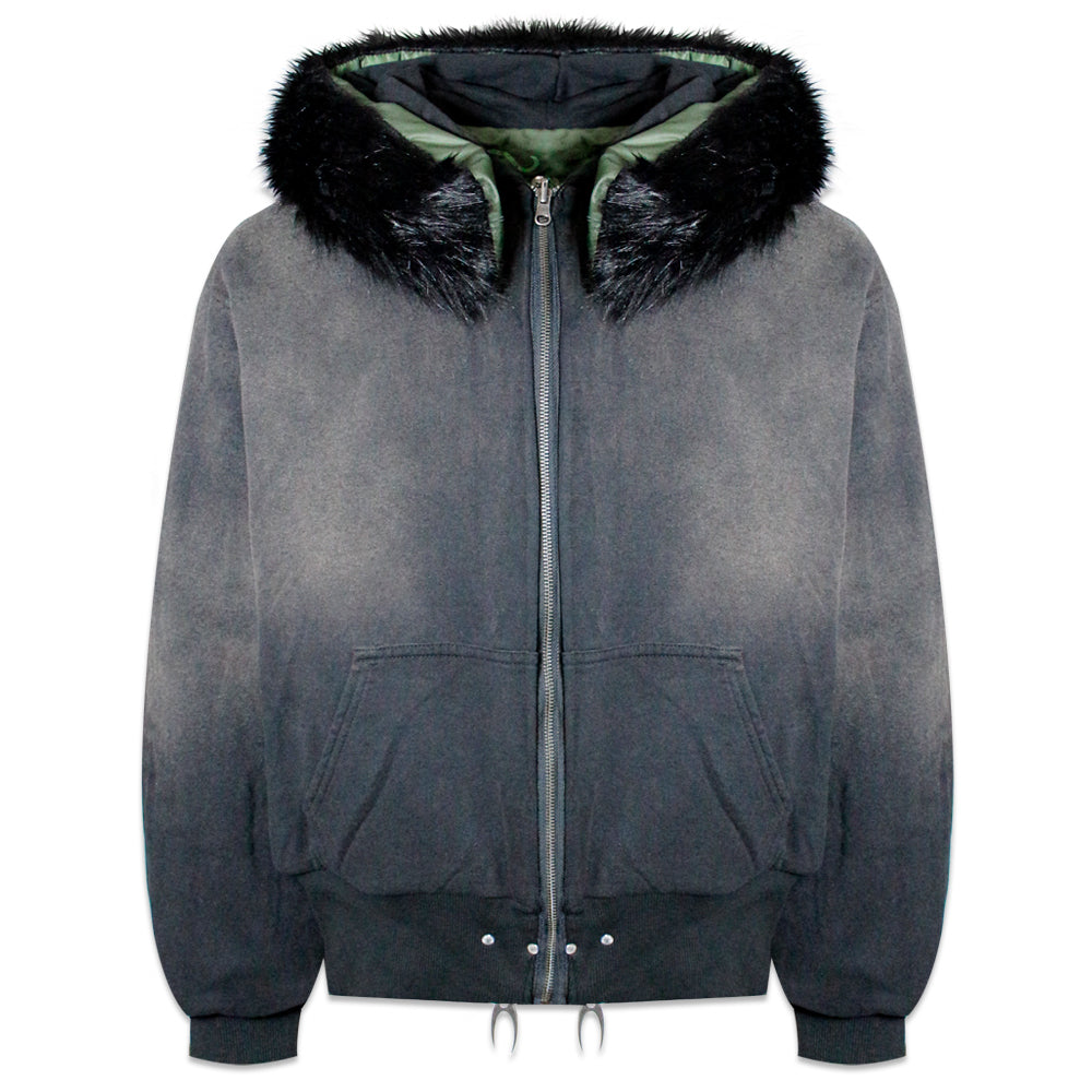 Cozy Chaos Olive Reversible Bomber Jacket