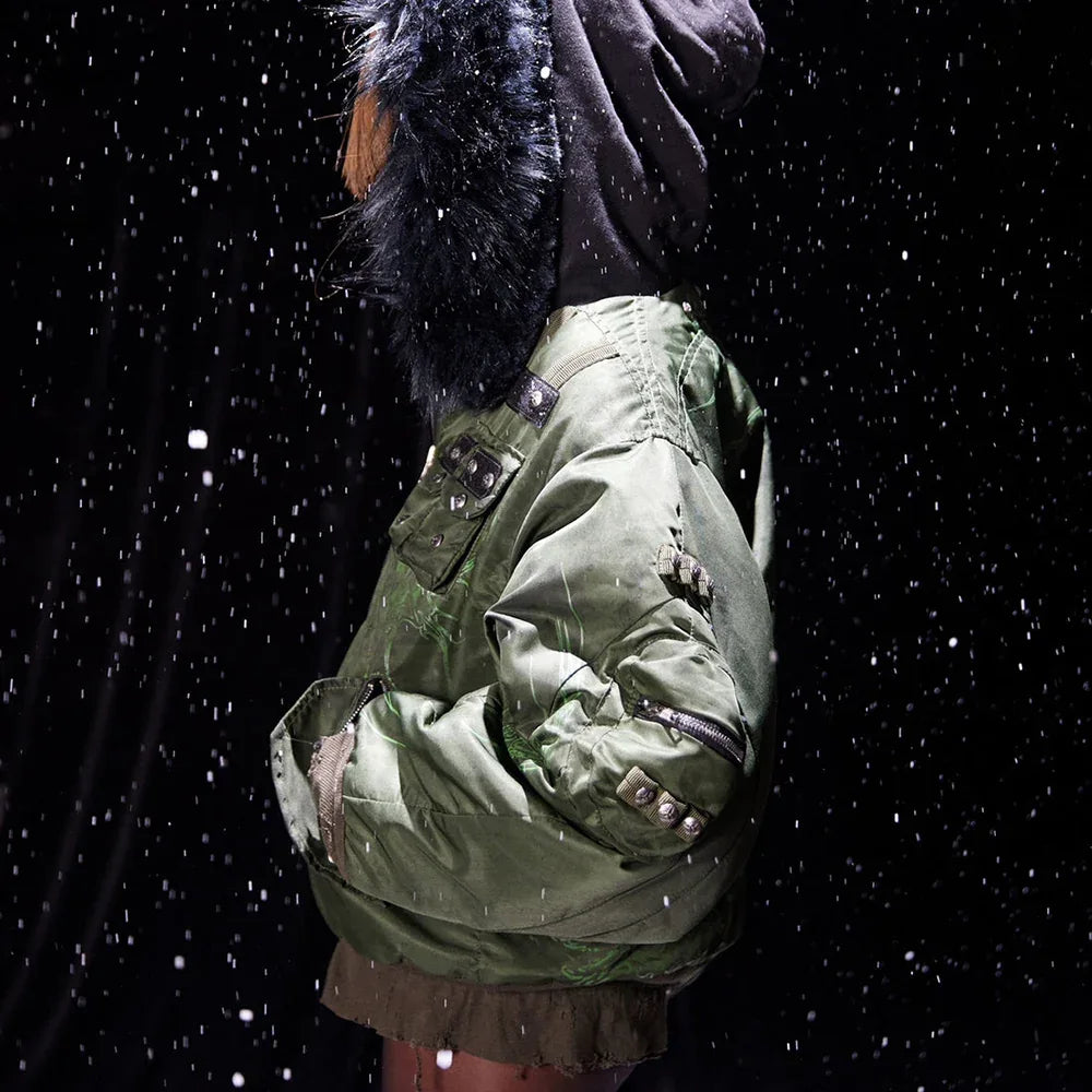 Cozy Chaos Olive Reversible Bomber Jacket - COZY WORLDWIDE - VENTURER