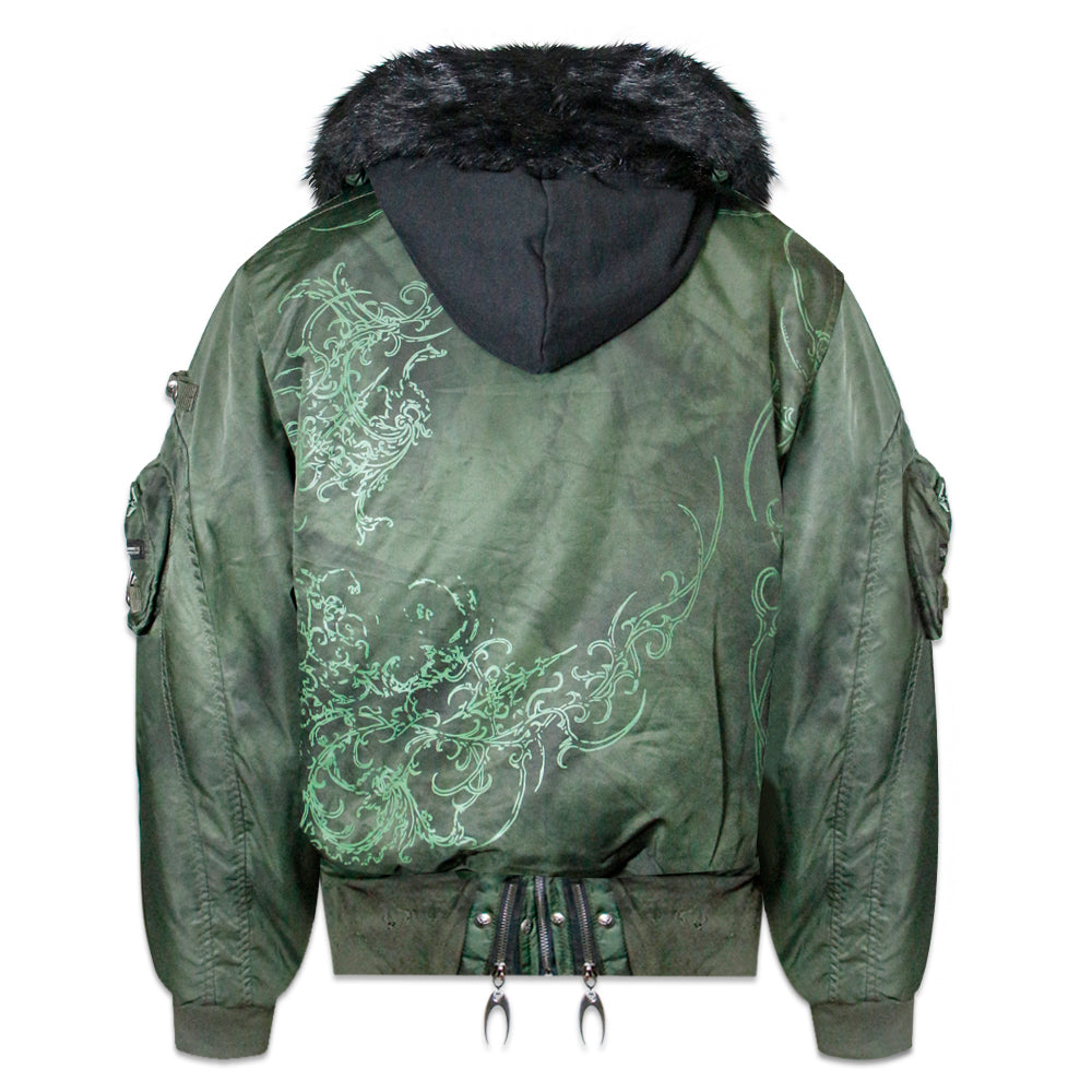 Cozy Chaos Olive Reversible Bomber Jacket