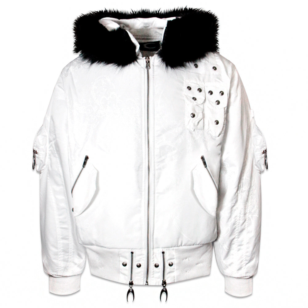 Cozy Chaos White Reversible Bomber Jacket