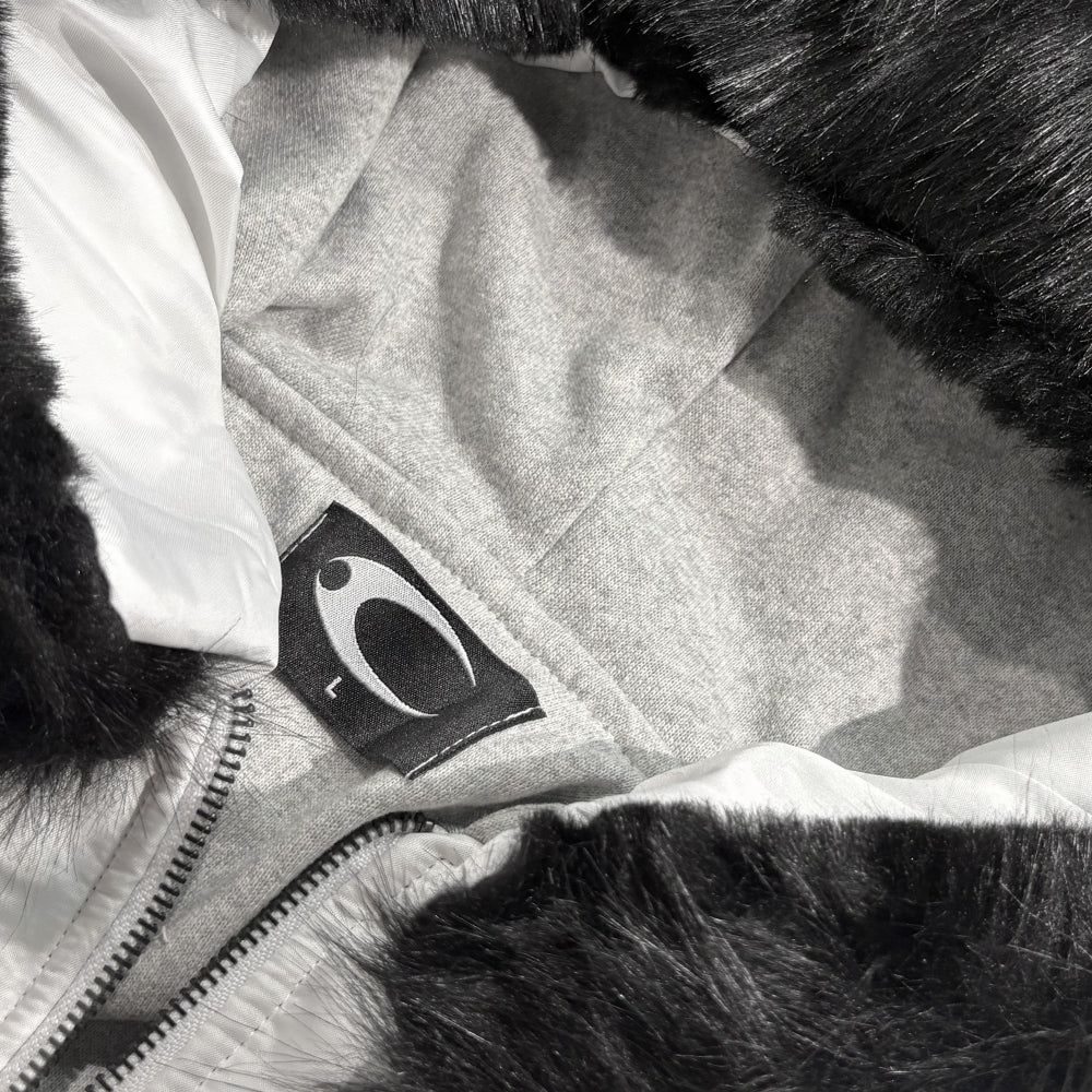 Cozy Chaos White Reversible Bomber Jacket