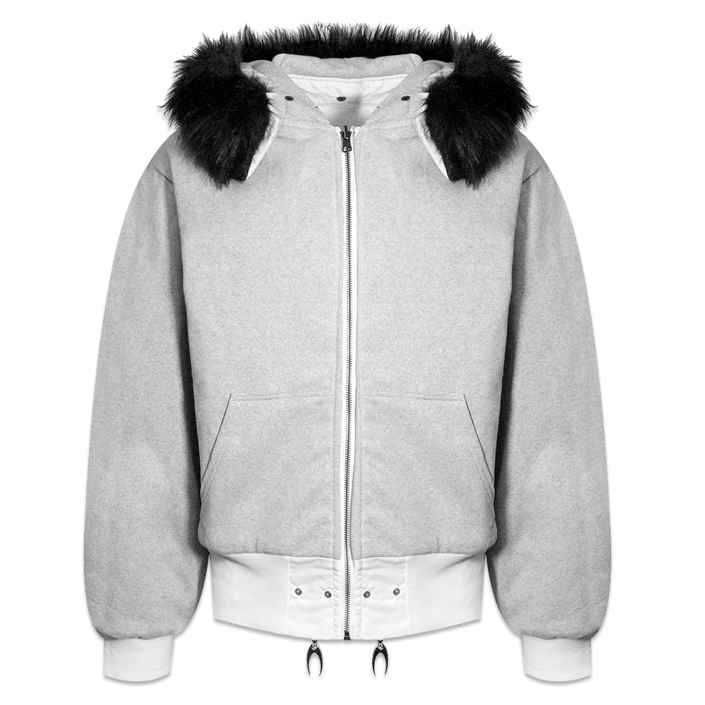 Cozy Chaos White Reversible Bomber Jacket