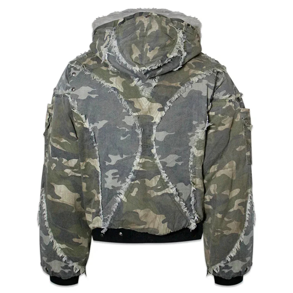 Chaos Dream Waxed Camo Bomber Jacket - COZY WORLDWIDE - VENTURER