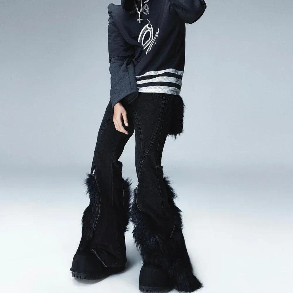 Chaos Dream Fur Flare Jeans - COZY WORLDWIDE - VENTURER