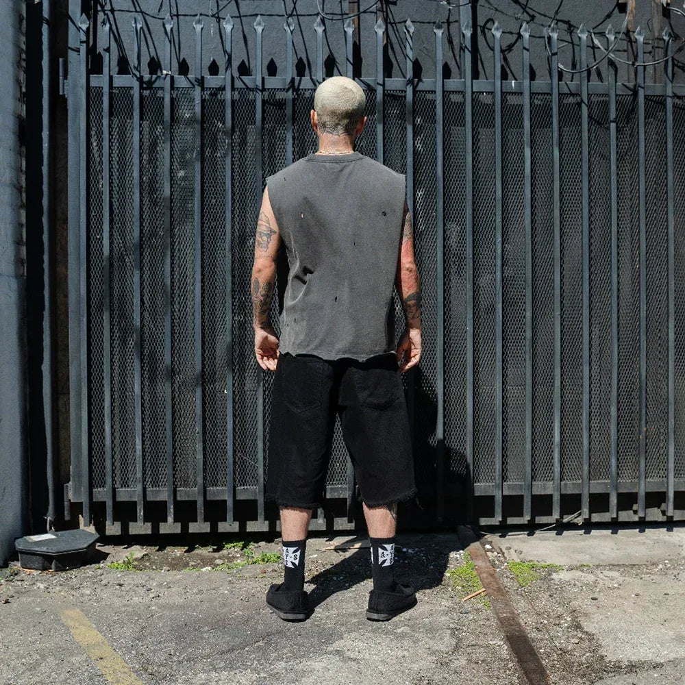 Frayed Baggy Denim Shorts - ASKYURSELF - VENTURER