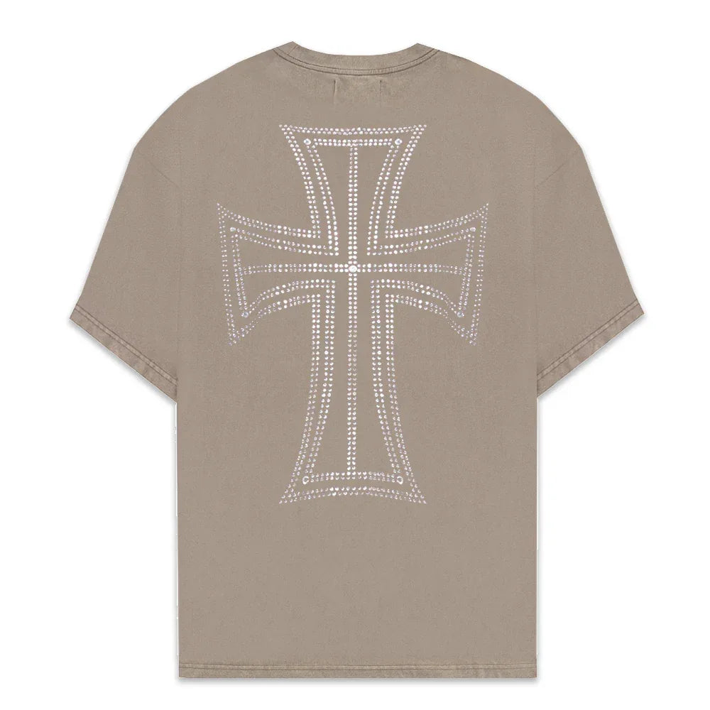 Outline Cross Rhinestone Tee - UNKNOWN LONDON - VENTURER