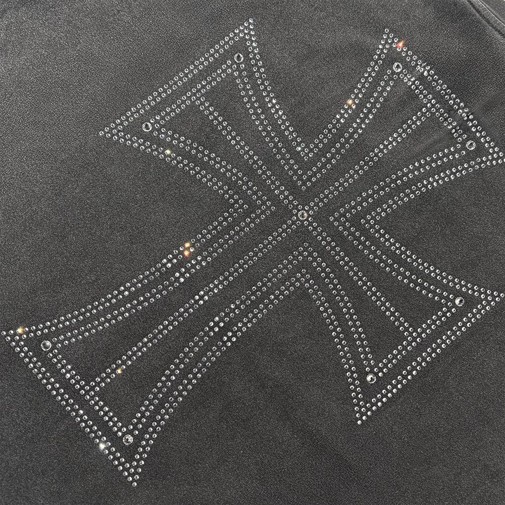 Outline Cross Rhinestone Tee - UNKNOWN LONDON - VENTURER
