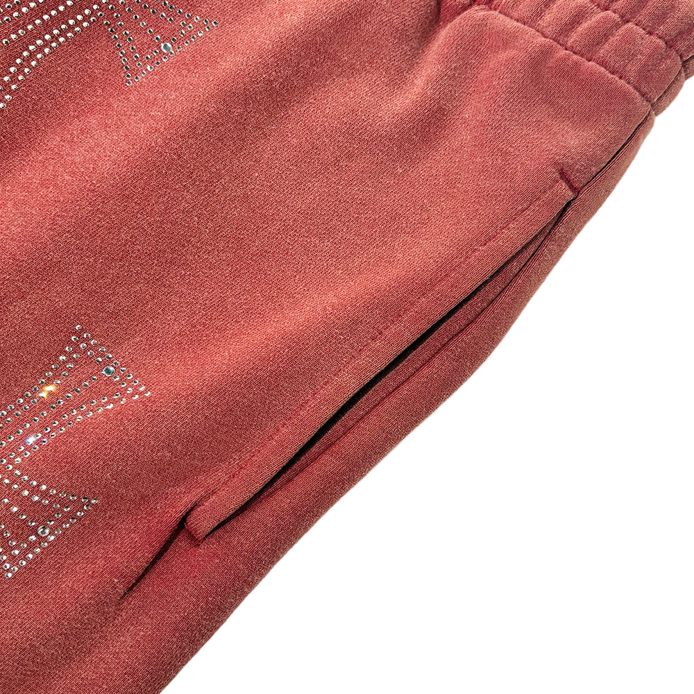 Outline Cross Rhinestone Baggy Sweat Shorts