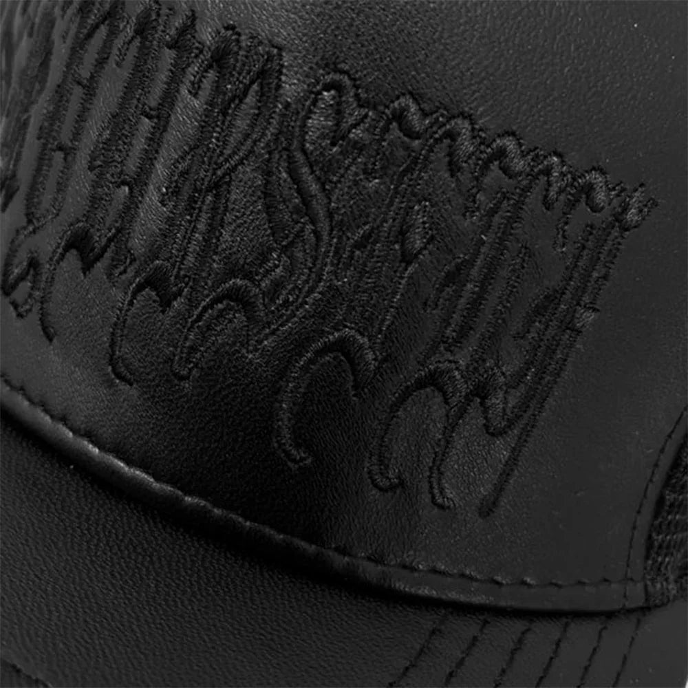 Goth Leather Trucker Cap - ASKYURSELF - VENTURER