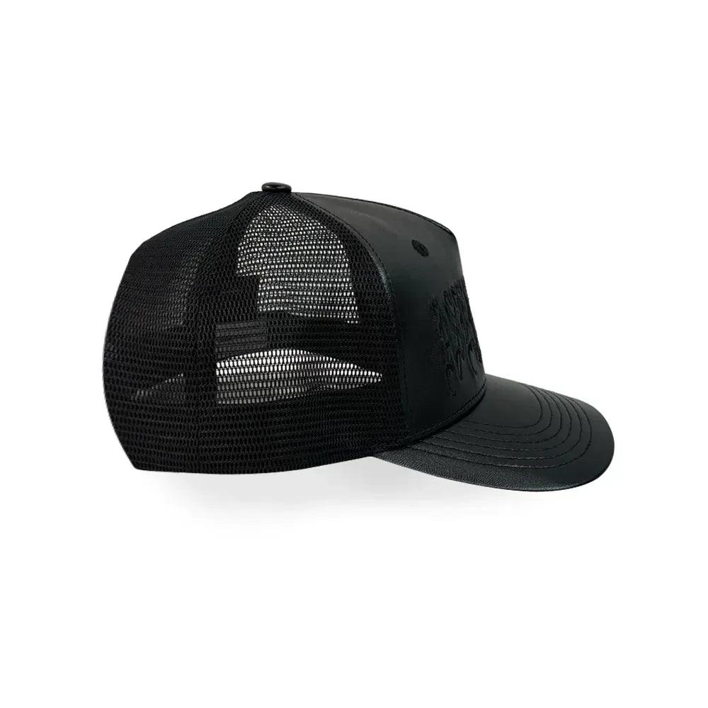 Goth Leather Trucker Cap - ASKYURSELF - VENTURER